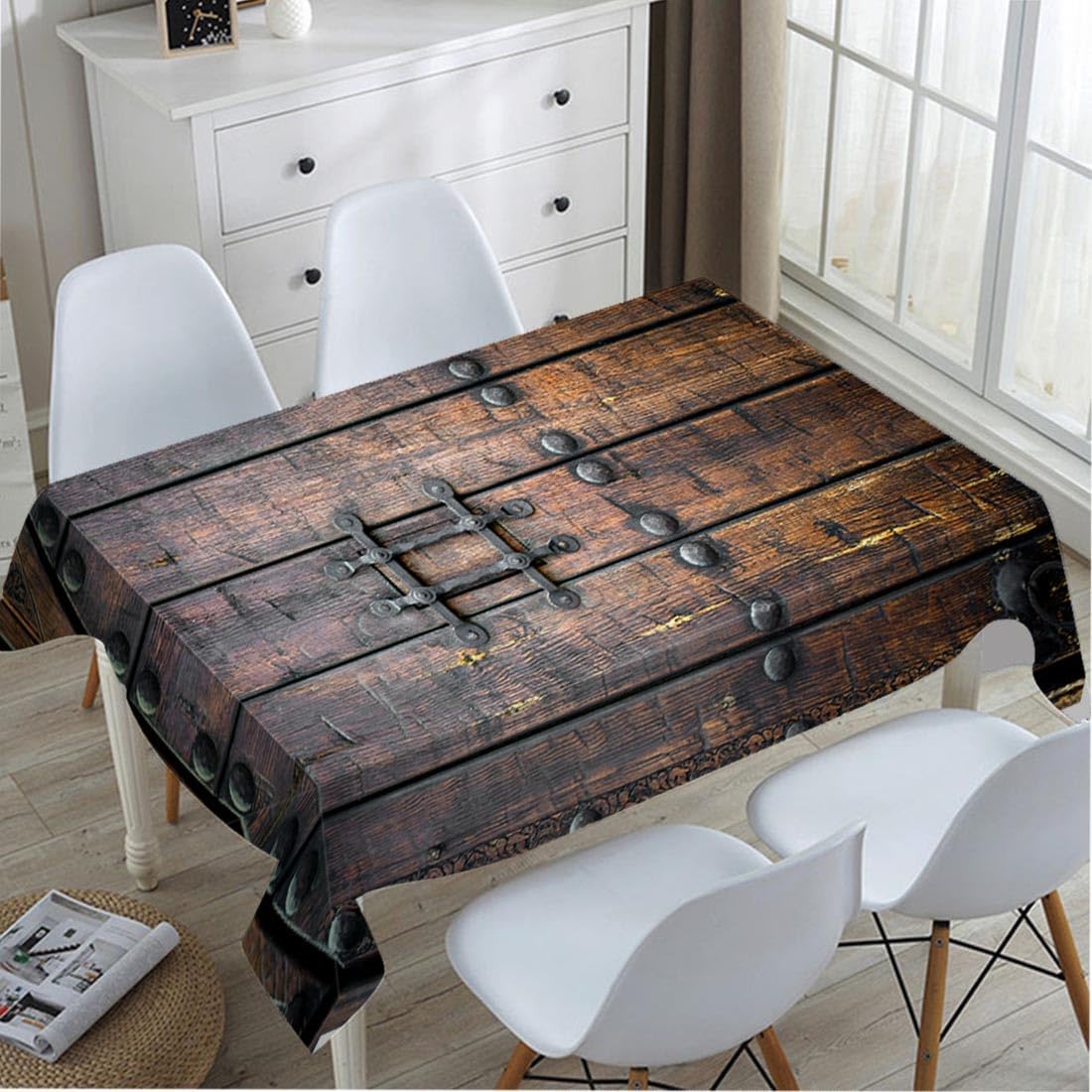 Home Textiles Premium - غطاء طاولة خشبي على الطراز القروسطي