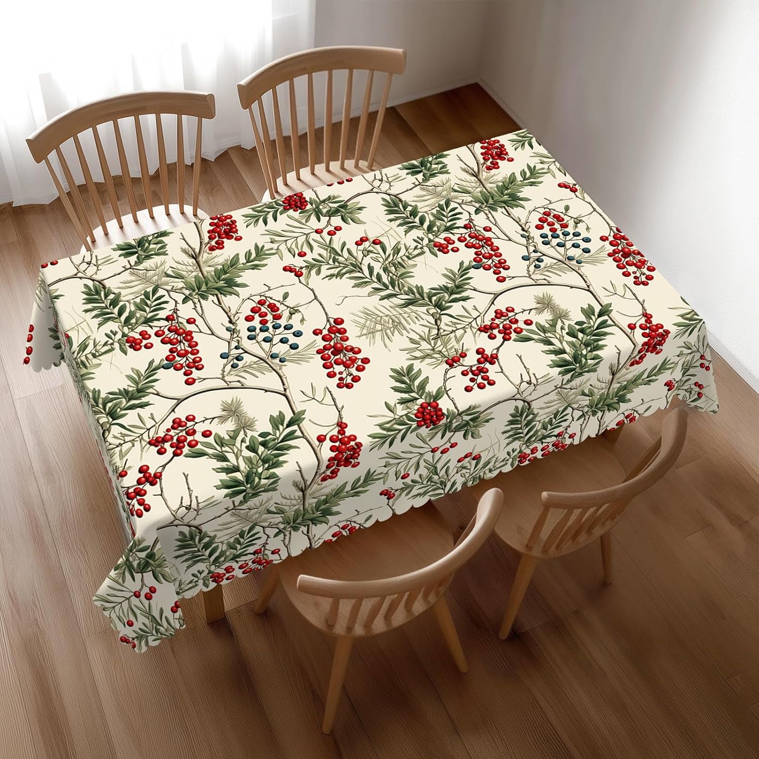 Home Textiles Premium - مفرش طاولة بتصميم توت الهولي بألوان