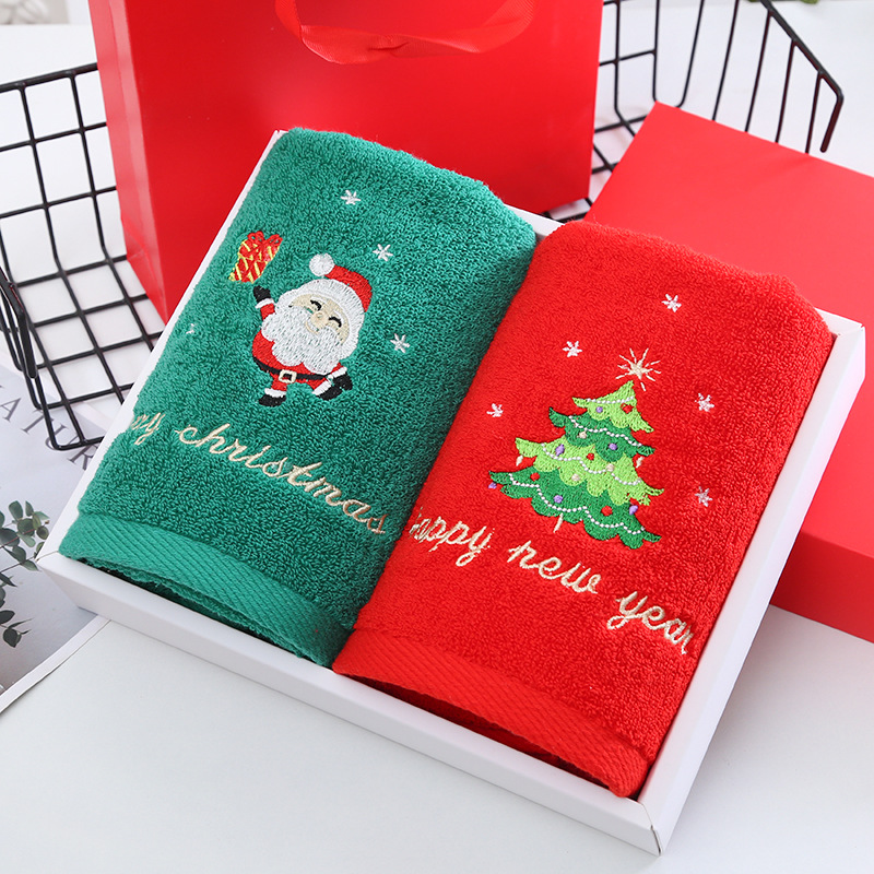 Home Textiles Face Towel - مجموعة علب هدايا منشفة عيد الميلاد،