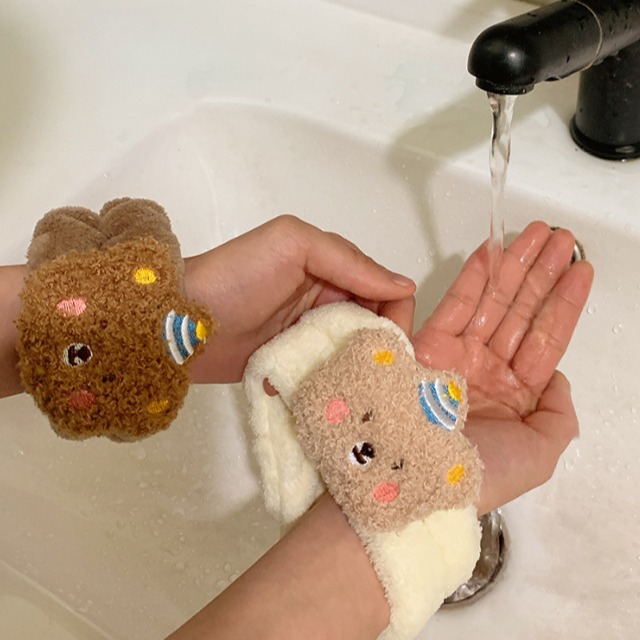 كرتون دب غسل الوجه وحزام معصم  - مراجعة Home Textiles Face Towel وسعره